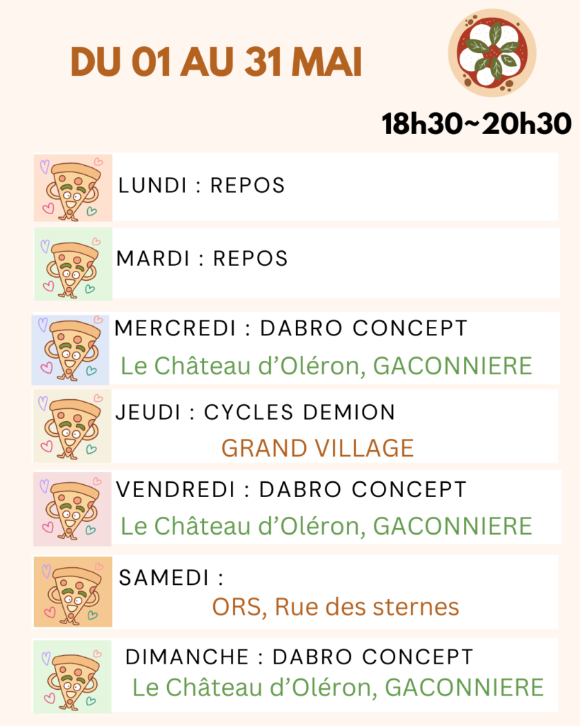 planning mois de mai